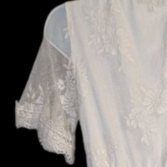 Lulus Short Sleeve Ivory Lace Overlay Ruffled Country Boho Style Long Maxi Dress - Picture 6 of 6